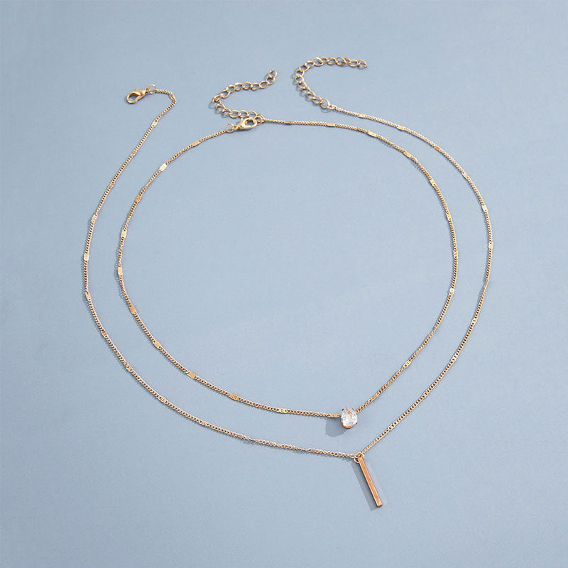 Wholesale Waterdrop Double Layer Metal Necklaces